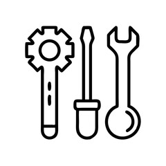 Gear wrench screwdriver repair tools icon vector illustration for maintenance service work 90 on transparent background