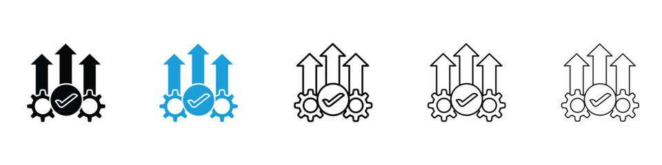 Operational excellence icon in Editable stroke and solid flat vector pack