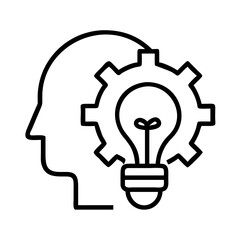 Innovation idea generation concept with gear and lightbulb for business and creative thinking on transparent background