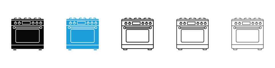 Oven icon in Editable stroke and solid flat vector pack