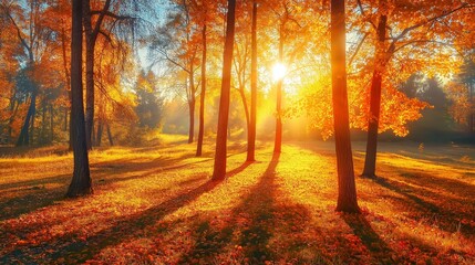 Sunny autumn day in the forest