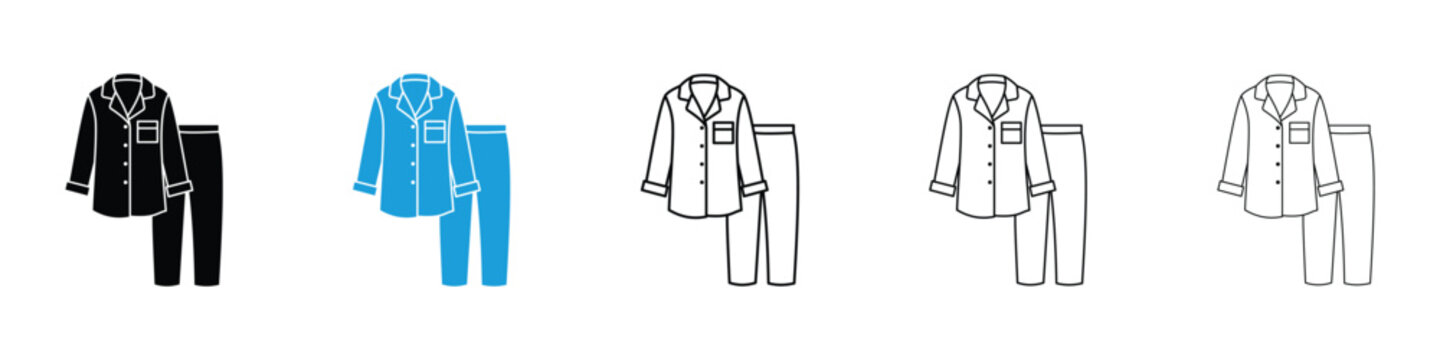 Pijama icon in Editable stroke and solid flat vector pack