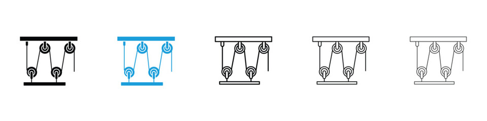 Pulley icon in Editable stroke and solid flat vector pack