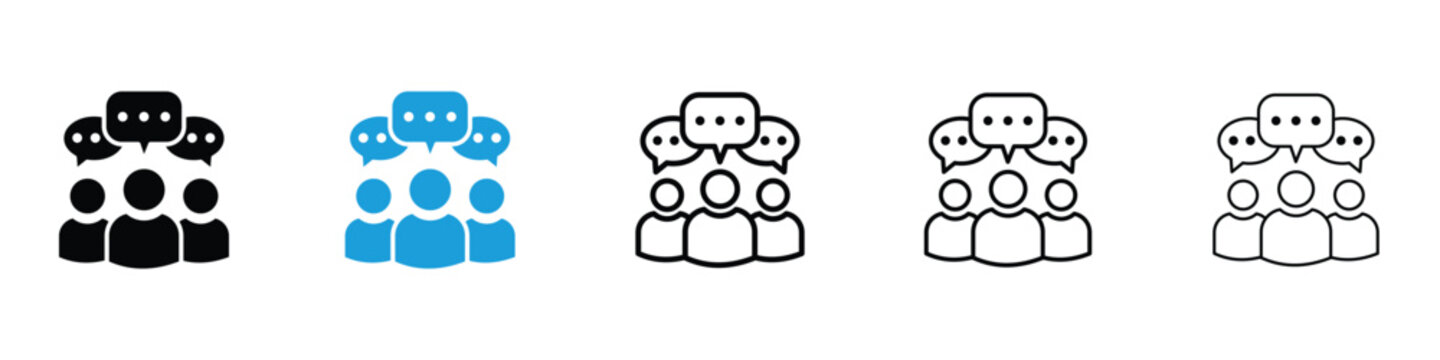 Public opinion icon in Editable stroke and solid flat vector pack