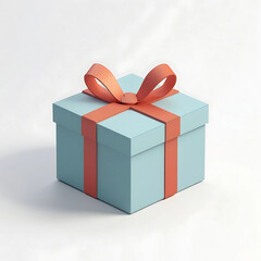 Pastel Blue Gift Box with Coral Ribbon A Delightful Present Illustration