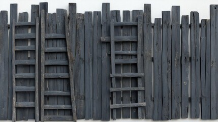 Rustic Wooden Fence with Ladders