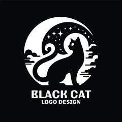 Black Cat Vector Logo Design