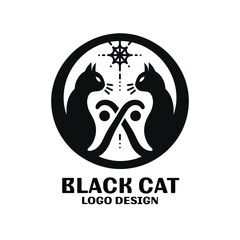 Black Cat Vector Logo Design