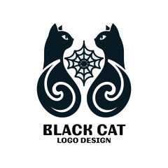 Black Cat Vector Logo Design