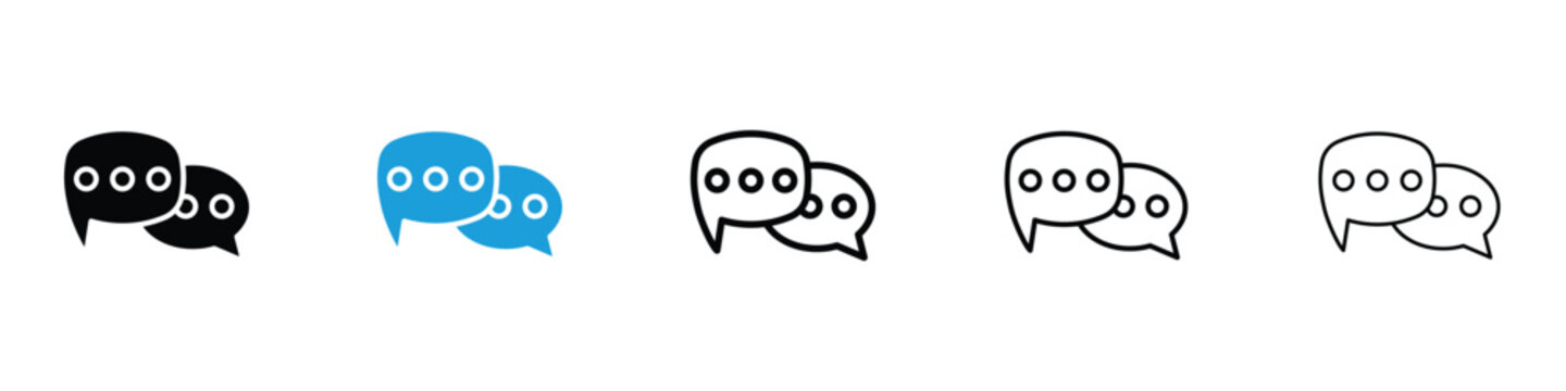 Text chat icon in Editable stroke and solid flat vector pack
