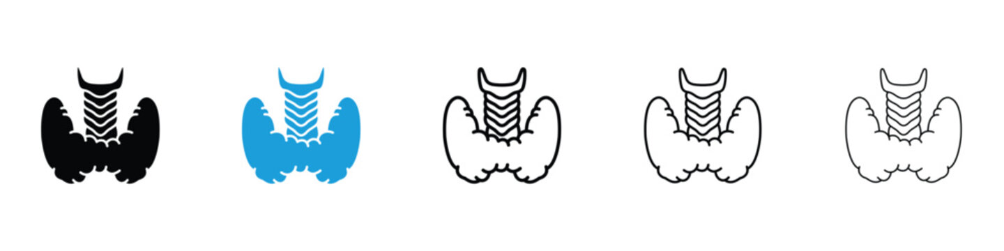 Thyroid icon in Editable stroke and solid flat vector pack