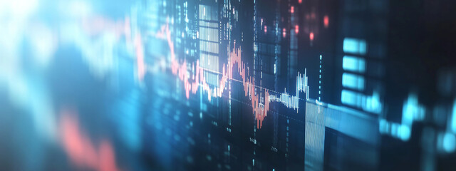 Financial market chart displaying stock prices with a blue color scheme
