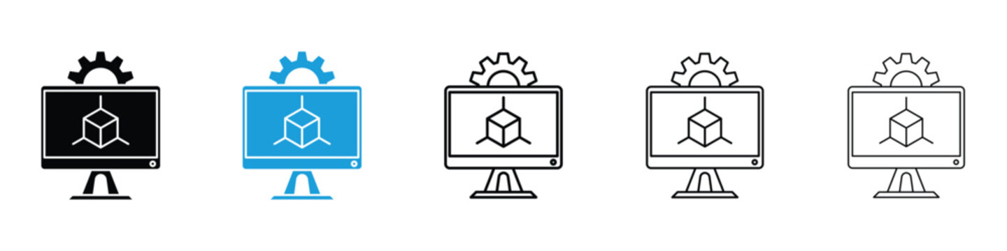 Virtual machine icon in Editable stroke and solid flat vector pack