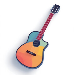 Vibrant Colorful Acoustic Guitar Illustration