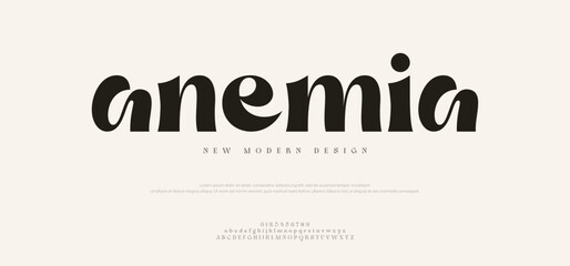 anemia Abstract Design alphabet letters Font. Minimal modern urban fonts for logo, brand etc. Typography vector illustration
