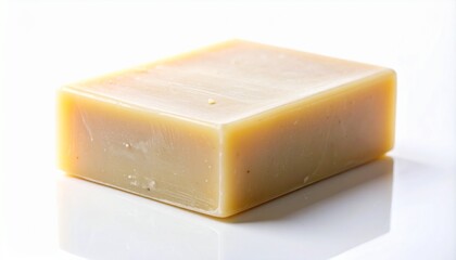 Single Block of Natural Handmade Soap on White Background