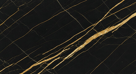 Black Marble with Bold Gold Veining – Luxurious and Dramatic Natural Stone Texture


