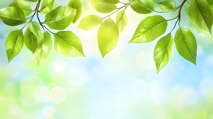 Obraz premium Vibrant Green Leaves Spring Nature Background