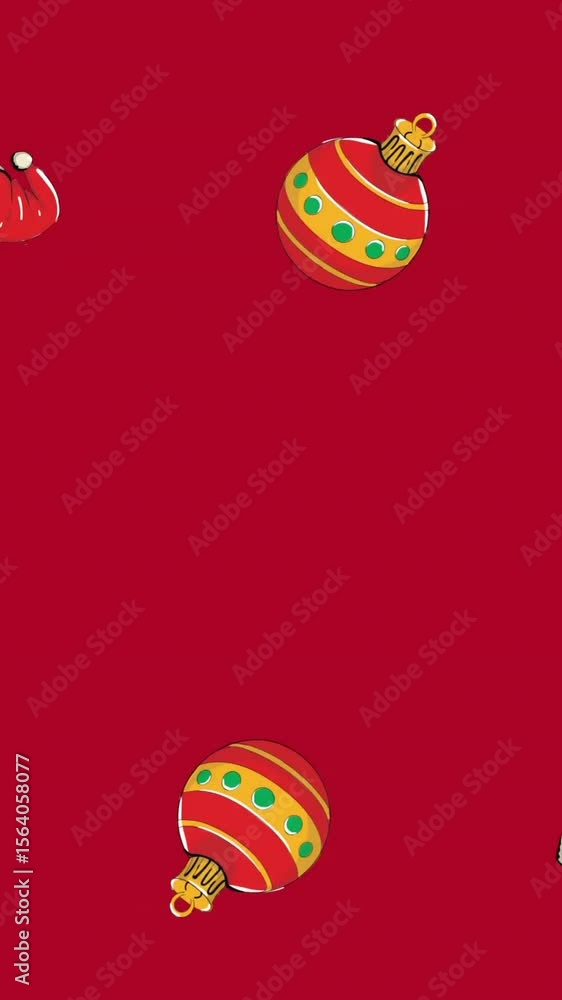 Aufkleber animation of christmas pattern and copy space on red background