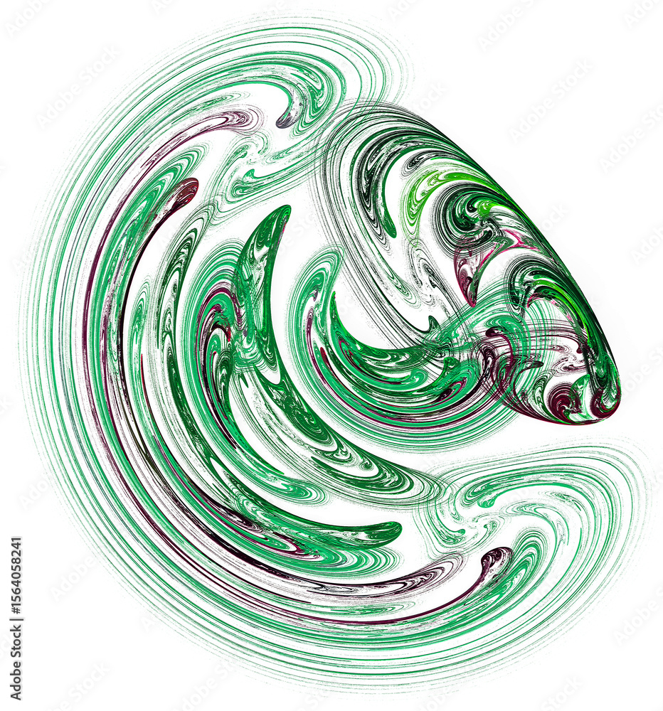 Poster abstract fractal green dynamic texture on a white background. curving swirls of lines. graphic desig