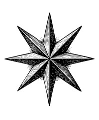 Obraz premium Eight-Pointed Star Symbol – Vintage Engraving Vector, Esoteric Geometry, PNG Transparent