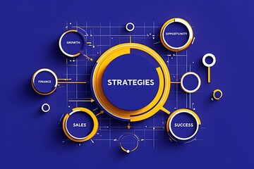 Abstract blue background with circles for business network infographic design and marketing strategy