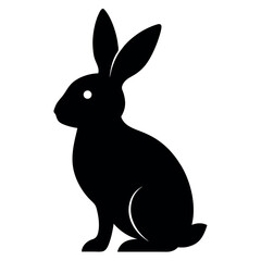 Elegant Black Silhouette of a Sitting Rabbit Vector Illustration