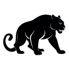 Majestic Black Panther Silhouette Powerful Big Cat Vector Illustration