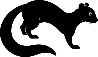 Elegant Black Silhouette of a Weasel Wildlife Illustration