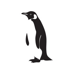 Naklejka premium Black silhouette of a penguin standing on a white background silhouette isolated on white background