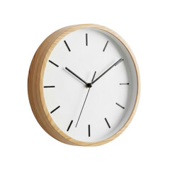 Minimalist wooden wall clock with black hands and simple design