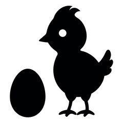 Silhouette of a Chick and Egg A Simple, Elegant Design