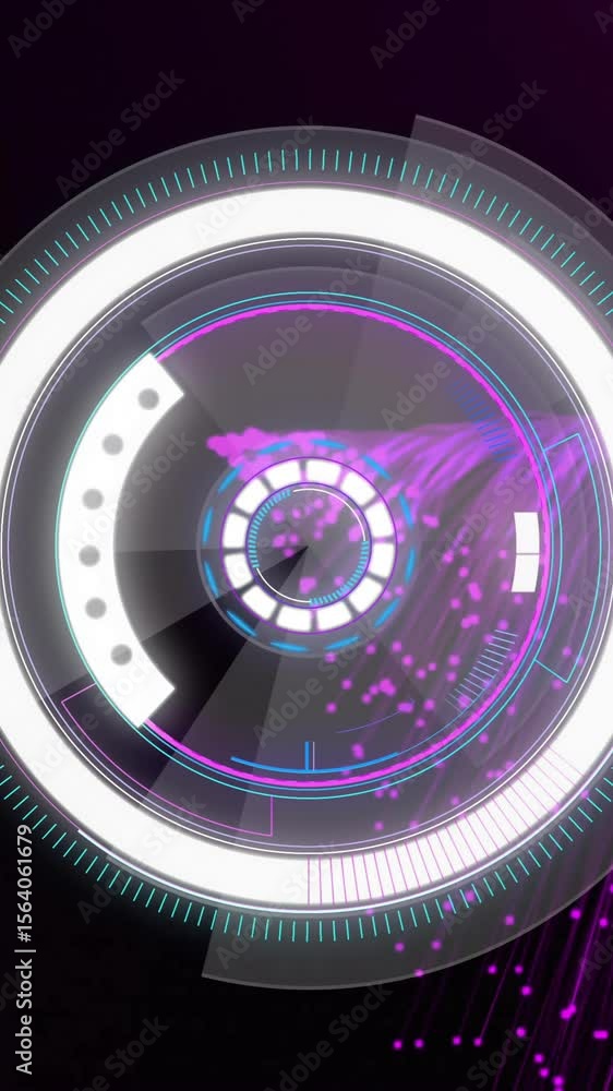 Poster animation of scope scanning and light trails on black background