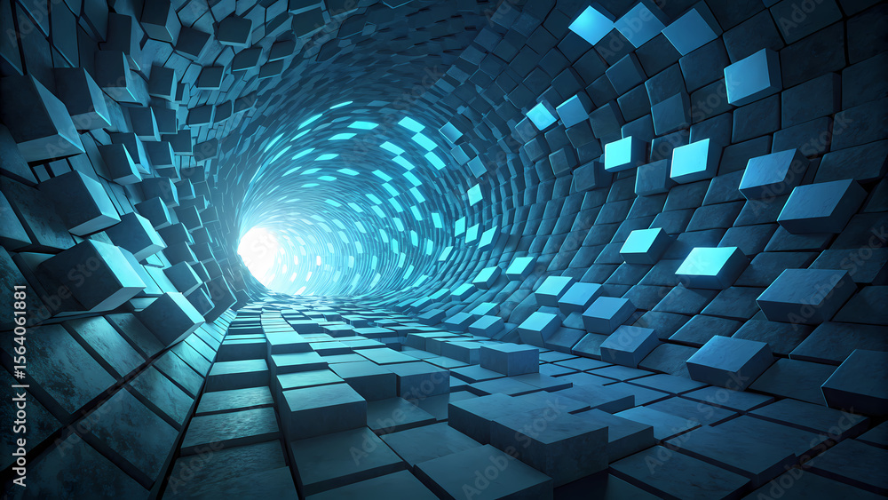 Aufkleber abstract blue digital tunnel background technology future data stream network connection wallpaper d