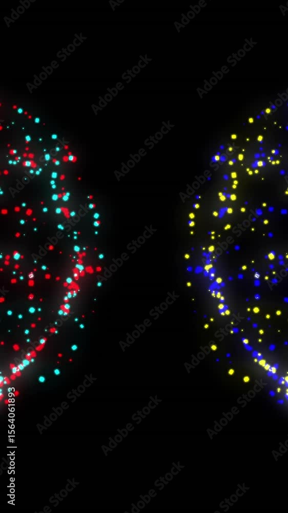 Poster animation of globes of connections and data processing over black background