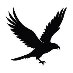 Majestic Black Hawk Silhouette Powerful Bird of Prey in Flight Illustration