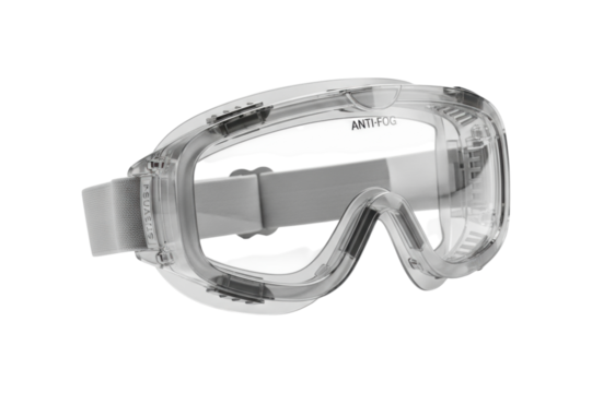 Clear anti-fog safety goggles with adjustable strap for eye protection