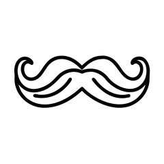 Classic twisted mustache in black outline style for beard icons  