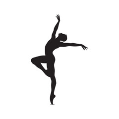 Graceful ballerina performing a dance pose silhouette isolated on white background