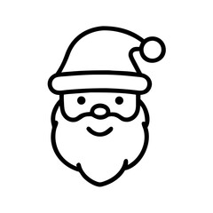 Santa Claus face with beard and hat in minimal line art style  