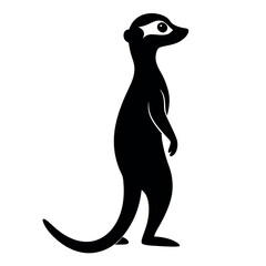 Majestic Meerkat Silhouette A Striking Black and White Illustration
