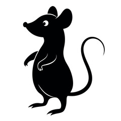 Adorable Black Silhouette of a Mouse Standing on Hind Legs