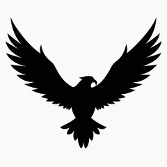 Majestic Eagle Silhouette Wings Spread Wide, Powerful Bird of Prey