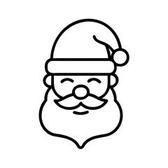 Santa Claus face with smiling expression and classic beard icon  