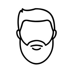 Simple line drawing of a man with a beard and hairstyle  