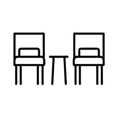 Two simple chairs with a small table in minimalist style  