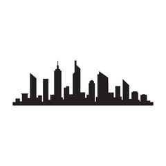 Obraz premium Black cityscape silhouette of modern skyscrapers isolated on white background silhouette