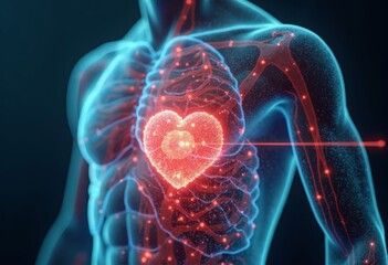 Artistic images of cardiac diagnosis and treatment