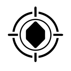 Black target symbol with geometric diamond shape in center  