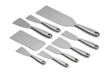 Set of stainless steel spatulas for cooking and baking